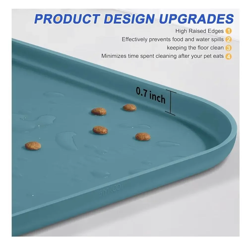 Smilool Silicone Pet Feeding Mat with Raised Edge for Food and Water (C102)